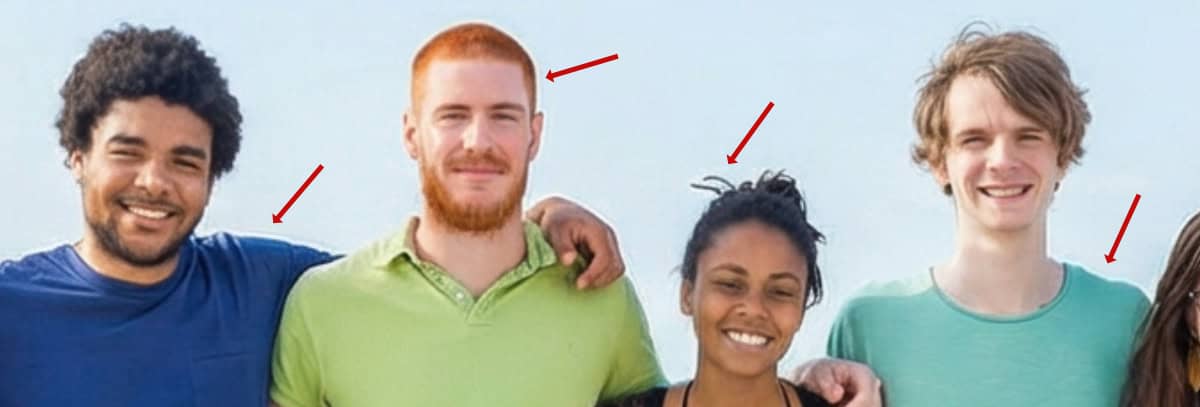 Combined 4 mismatched photos into one group photo halo from composite fixed in Photoshop